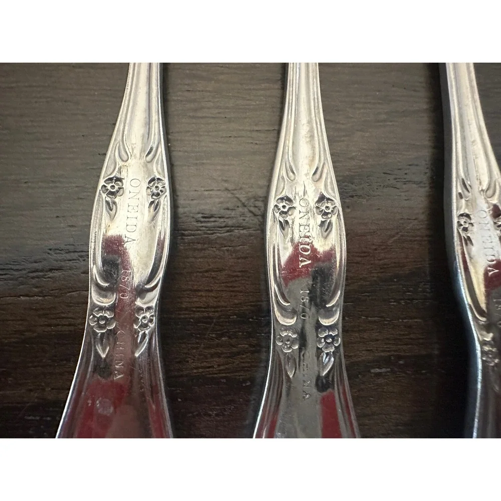Oneida Floral Stainless Steel Salad Fork Lot Of 5